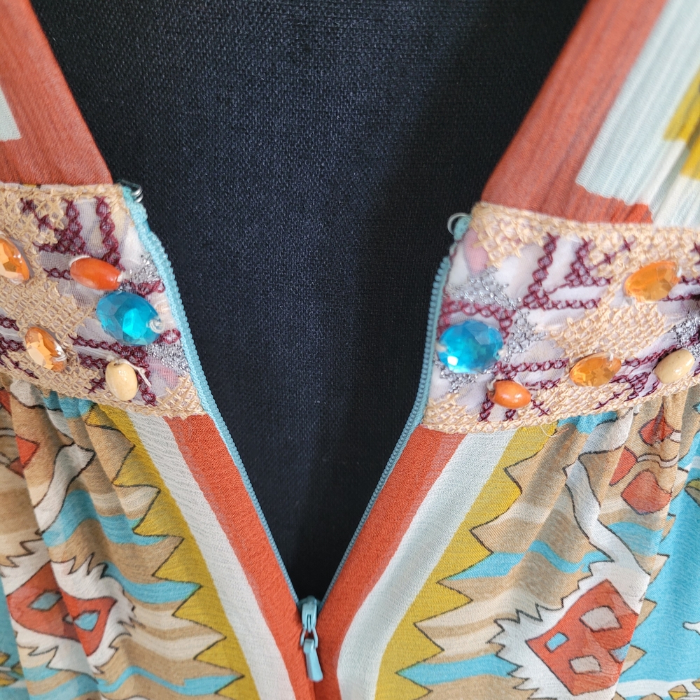 Vintage Nicole Miller Multicolor Bohemian Gown. - Picture 5 of 6